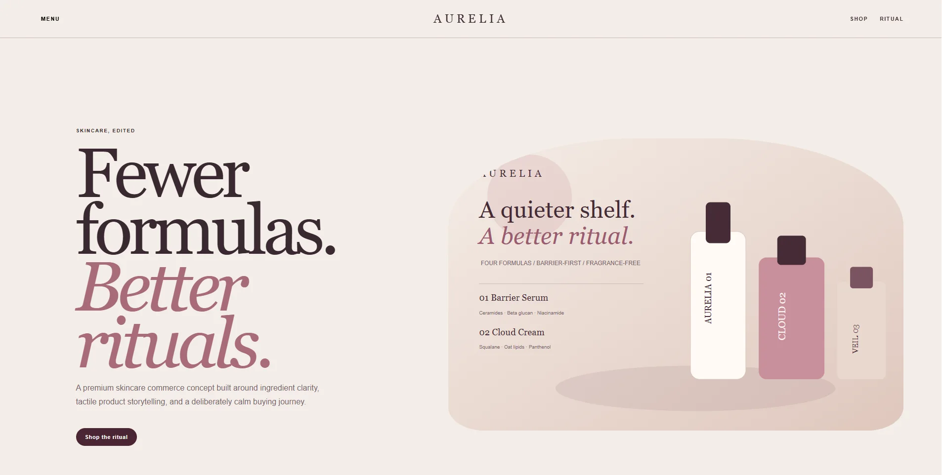 Homepage design for Aurelia