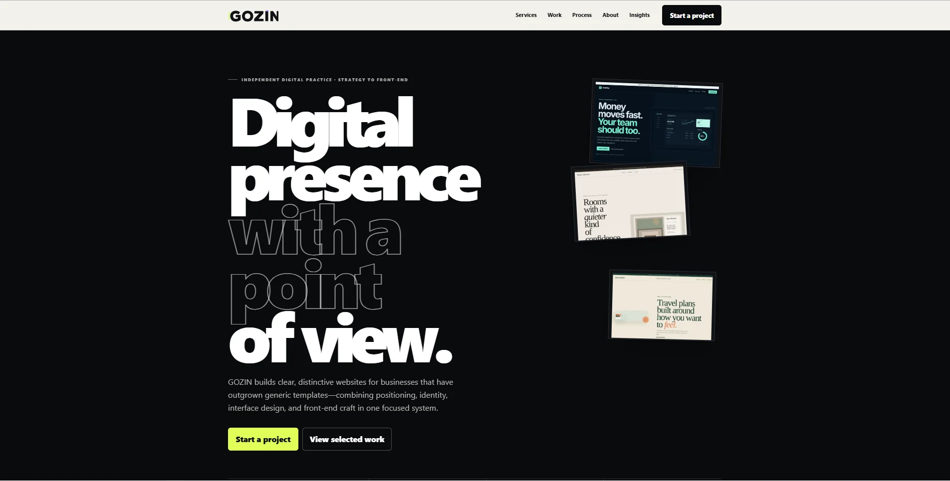 Homepage design for Gozin