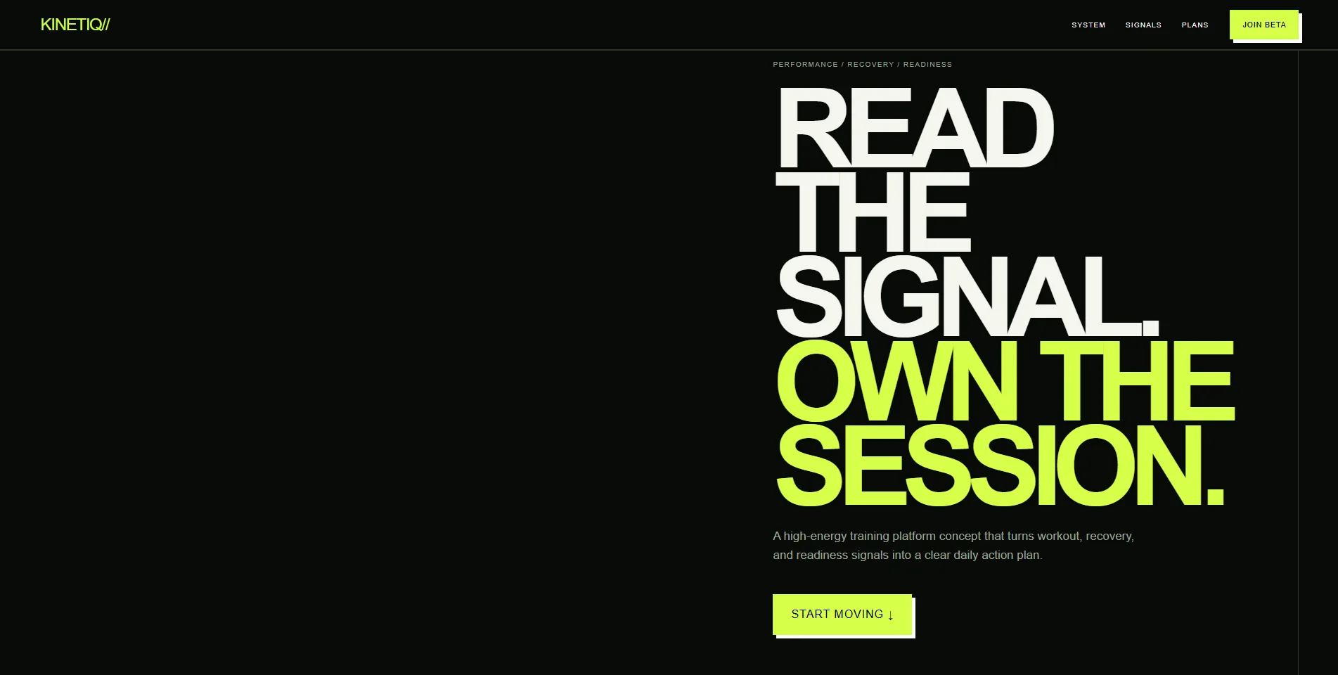 Homepage design for Kinetiq