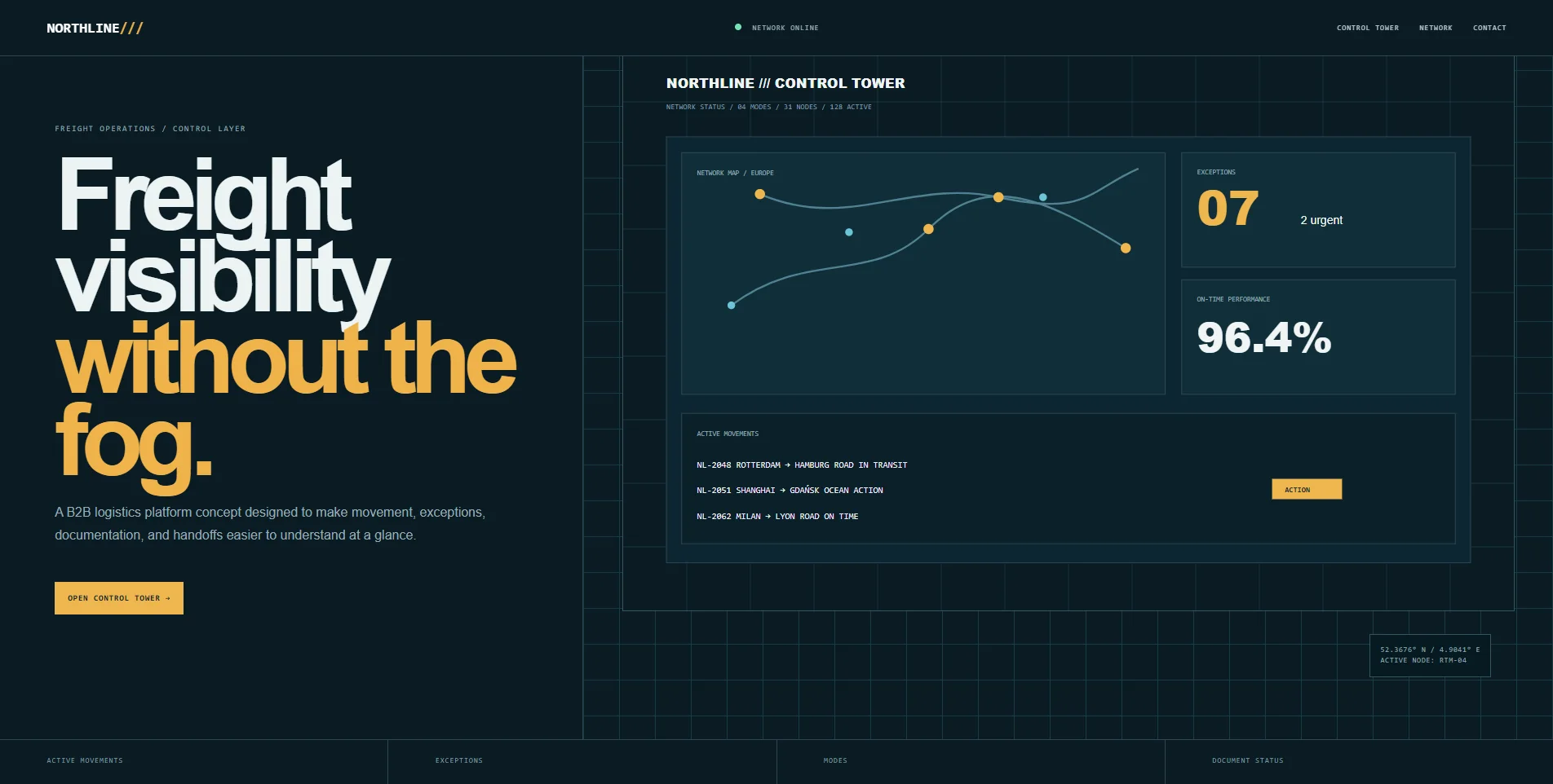 Homepage design for Northline